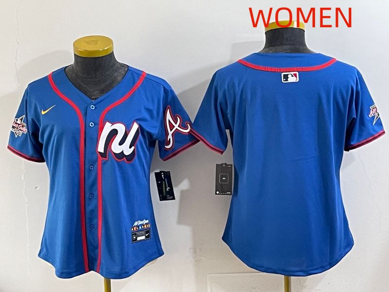 Women 2025 Atlanta Braves Blank Blue All star Nike MLB Jersey style 06->oakland athletics->MLB Jersey